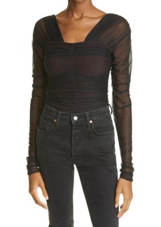 A.L.C. Jackie Ruched Long Sleeve Top in Black at Nordstrom