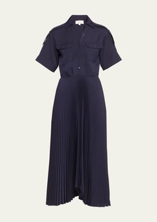 A.L.C. Liam Short-Sleeve A-Line Midi Dress
