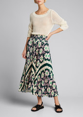 A.L.C. Sonali Pleated Floral Midi Skirt