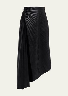 A.L.C. Tracy Pleated Side-Ruched Faux Leather Maxi Skirt