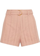A.l.c. Woman Conley Belted Broderie Anglaise Cotton Shorts Blush