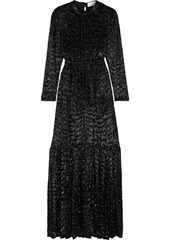 A.l.c. Woman Gathered Metallic Devoré-velvet Maxi Dress Black