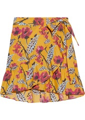 A.l.c. Woman Hampton Floral-print Cotton-blend Poplin Mini Wrap Skirt Saffron