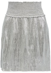 A.l.c. Woman Isla Shirred Textured-lamé Mini Skirt Silver