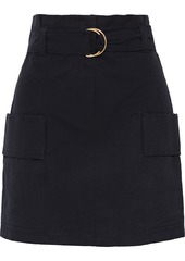 A.l.c. Woman Kai Belted Cotton And Linen-blend Twill Mini Skirt Black