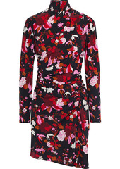 A.L.C. - Marcel ruched floral-print silk-blend mini dress - Black - US 4