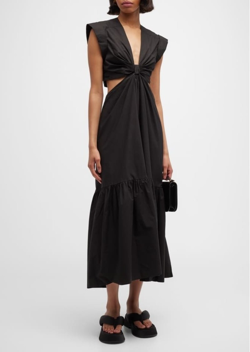 A.L.C. Alexandria Gathered Cut-Out Midi Dress