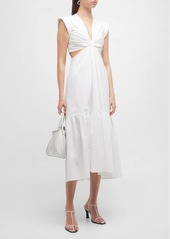 A.L.C. Alexandria Gathered Cut-Out Midi Dress