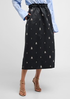 A.L.C. Alexia Jewel-Embellished Satin Midi Skirt