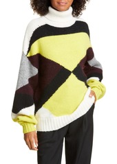 A.L.C. Angelou Geo Colorblock Turtleneck Sweater