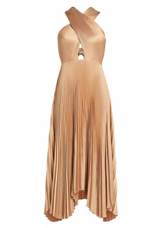 A.L.C. Athena II Pleated Halter Midi-Dress