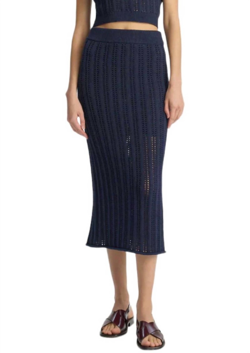 A.L.C. Aurora Crochet Midi Skirt In Navy