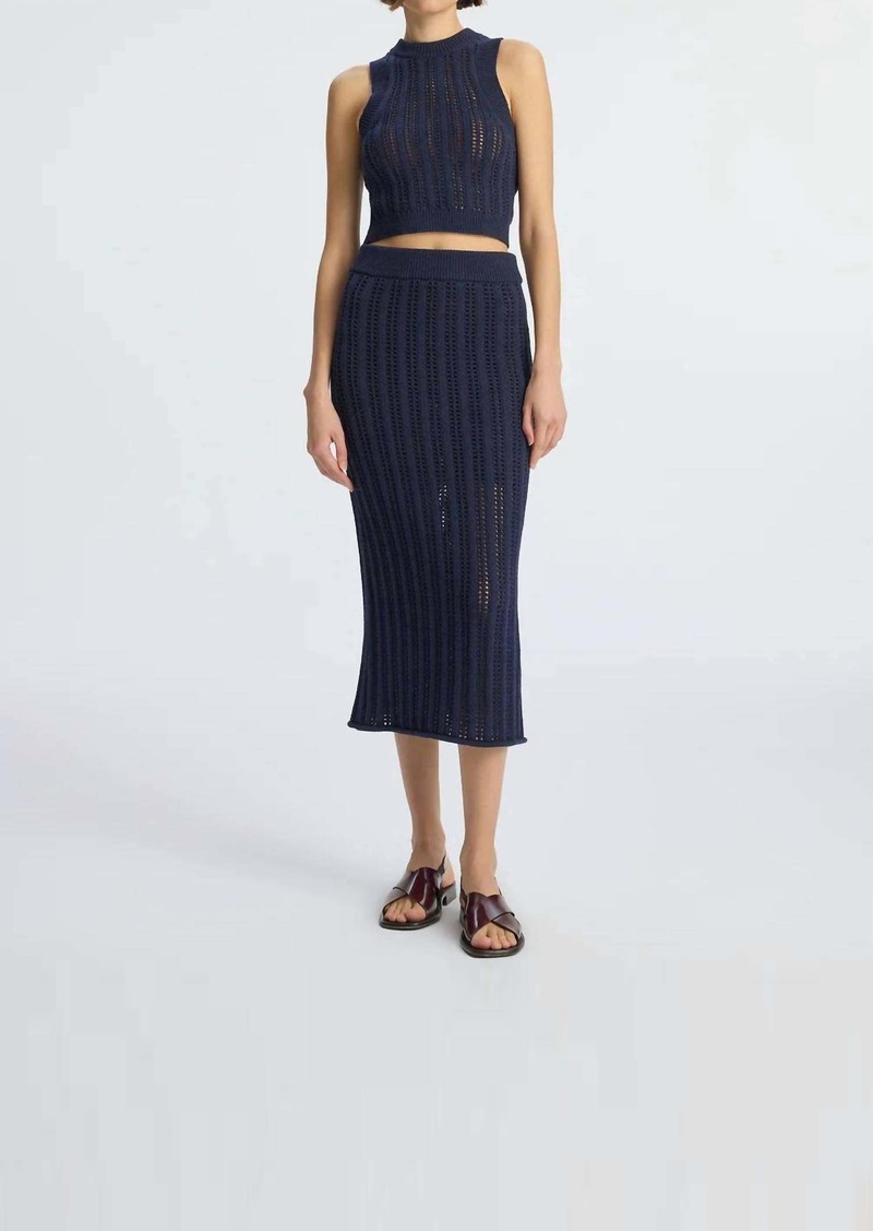 A.L.C. Aurora Crochet Midi Skirt In Navy