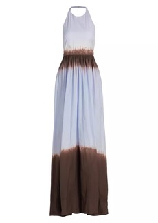 A.L.C. Blair Dip-Dyed Cotton Halter Maxi Dress