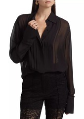 A.L.C. Camden Silk Pintuck Button-Front Shirt