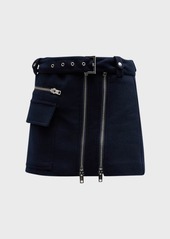 A.L.C. Christian Double-Zip Belted Wool Mini Skirt