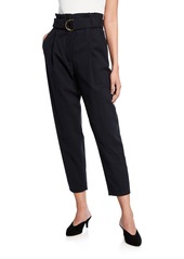 A.L.C. Diego High-Waist Belted Cotton-Stretch Pants