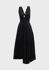 A.L.C. Everly Pleated Plunge-Neck Midi Dress
