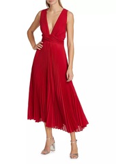 A.L.C. Everly Pleated Plunging V-Neck Maxi Dress