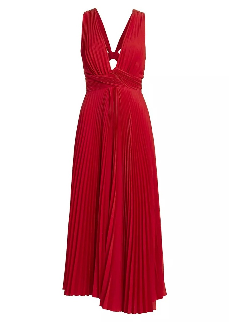 A.L.C. Everly Pleated Plunging V-Neck Maxi Dress