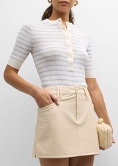 A.L.C. Fisher Pleated Button-Front Top