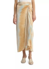 A.L.C. Grace Dyed Ruched Midi-Skirt