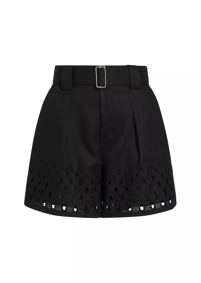 A.L.C. Kali Eyelet Linen Belted Shorts