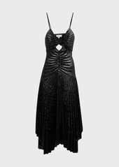 A.L.C. Lou Pleated Sparkly A-Line Midi Dress
