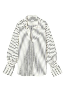 A.L.C. Monica Striped Cotton Gathered-Sleeve Shirt