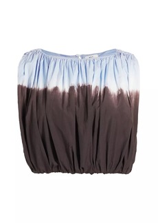 A.L.C. Nell Shirred Dip-Dyed Cotton Crop Top