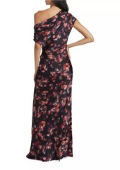 A.L.C. Poppy Abstract Stretch-Silk Ruched Gown