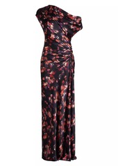 A.L.C. Poppy Abstract Stretch-Silk Ruched Gown