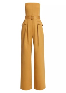 A.L.C. Presley Belted Cotton Strapless Jumpsuit