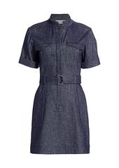 A.L.C. Romi Linen-Chambray Short-Sleeve Belted Dress
