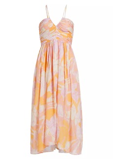 A.L.C. Rumi Botanical Pintuck Midi-Dress