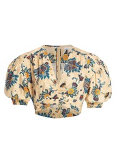 A.L.C. Rylan Floral Puff-Sleeve Cropped Top