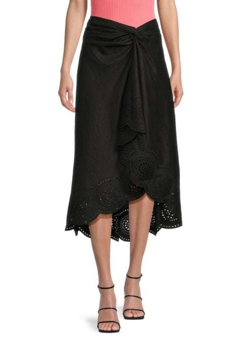 A.L.C. Schiffli Linen Asymmetic Midi Skirt