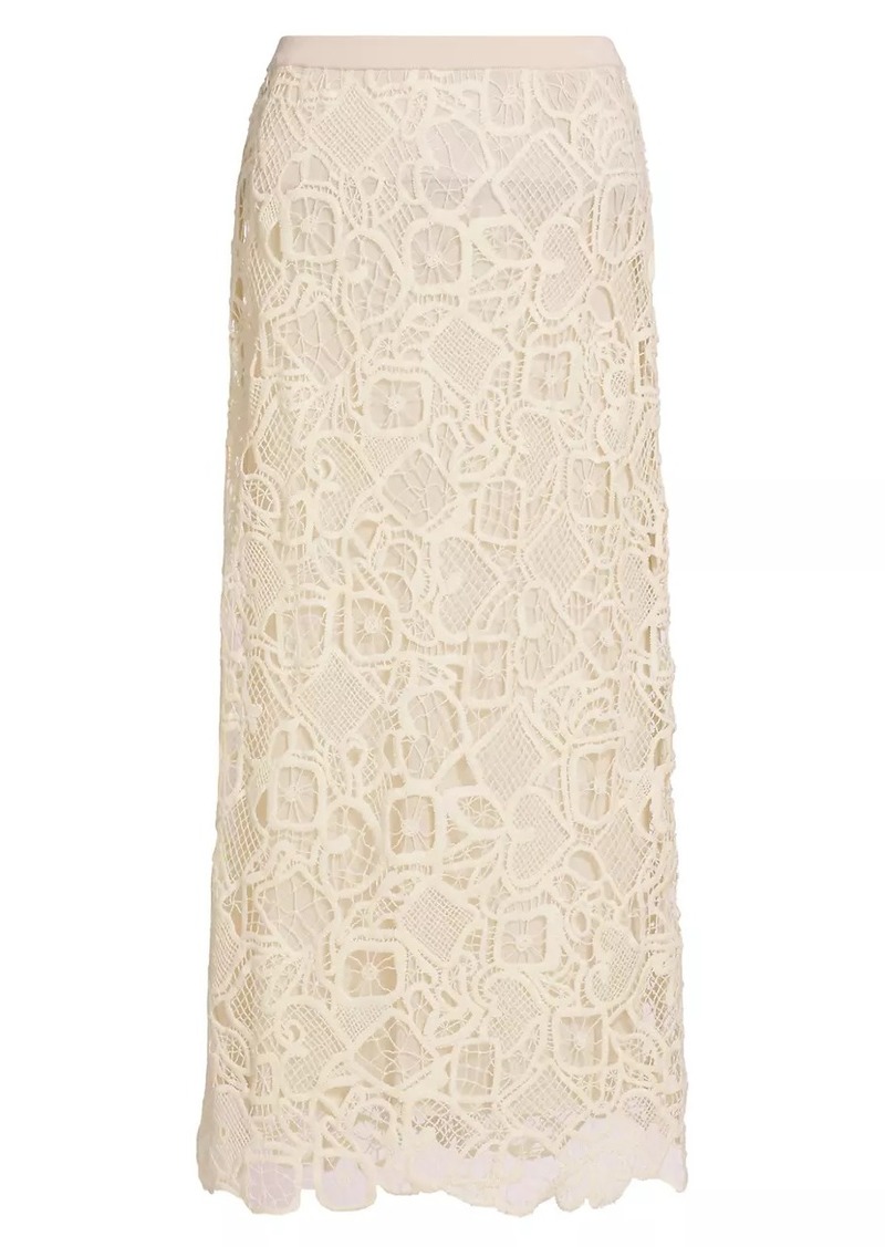 A.L.C. Shay Geometric Lace Cotton Midi Skirt