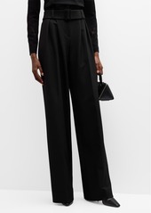 A.L.C. Shayna Pleated Wide-Leg Trousers with Belt