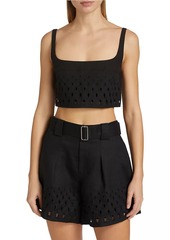 A.L.C. Sky Eyelet Linen Crop Top