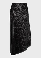 A.L.C. Tori Pleated Asymmetric Faux-Leather Midi Skirt