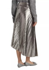 A.L.C. Tracy Metallic Faux-Leather Pleated Midi-Skirt