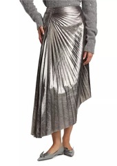 A.L.C. Tracy Metallic Faux-Leather Pleated Midi-Skirt