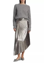 A.L.C. Tracy Metallic Faux-Leather Pleated Midi-Skirt