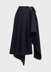 A.L.C. Wayland Belted Wool-Blend Handkerchief Midi Skirt