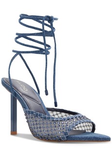 Aldo Women's Jessamine Rhinestone Tie-Up Stiletto Dress Sandals - Mesh Medium Blue