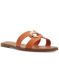 Aldo Women's Nydaokin Buckle Cutout Slip-On Flat Sandals - Orange Smooth