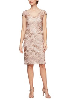 Alex Evenings Alex Evening Lace Sheath Dress in Rose Gold at Nordstrom