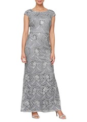 Alex Evenings Beaded & Embroidered Evening Gown