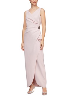 Alex Evenings Draped Embellished Compression Column Gown - Blush Pink